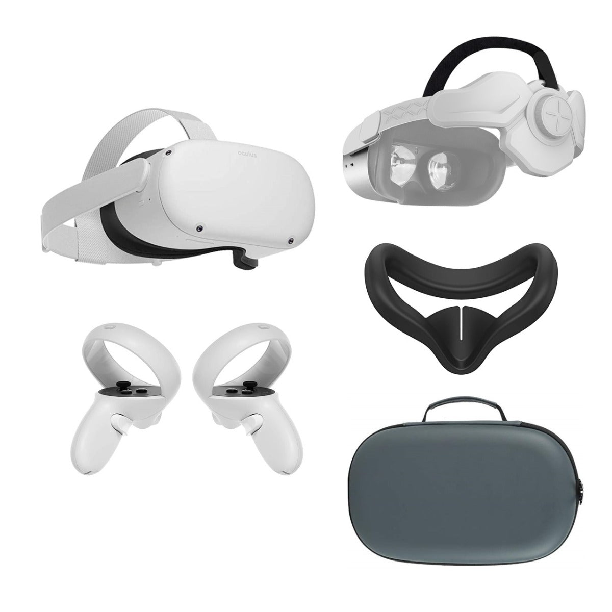 2021 Oculus Quest 2 All-In-One VR Headset, Touch Controllers, 128GB SSD, 1832x1920 up to 90 Hz Refresh Rate LCD, Glasses Compatible, 3D Audio, Mytrix Head Strap, Carrying Case 2021 Oculus Quest 2 All-In-One VR Headset, Touch Controllers, 128GB SSD, 1832x1920 up to 90 Hz Refresh Rate LCD, Glasses Compatible, 3D Audio, Mytrix Head Strap, Carrying Case